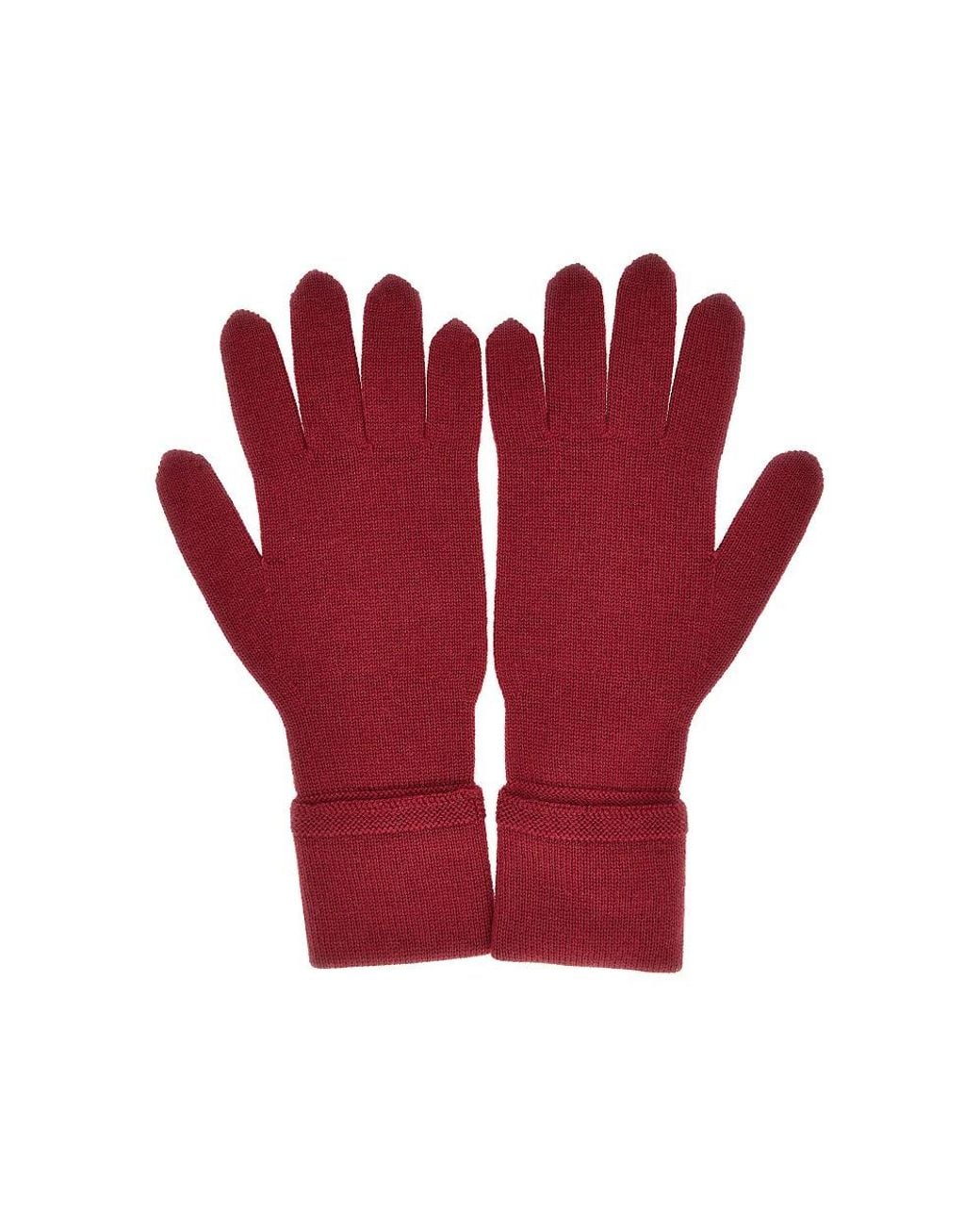 Emporio Armani Red Wool Gloves With Eagle Embroidery