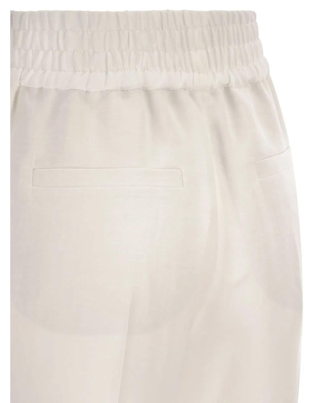 Brunello Cucinelli White Baggy Pull-Up Trousers
