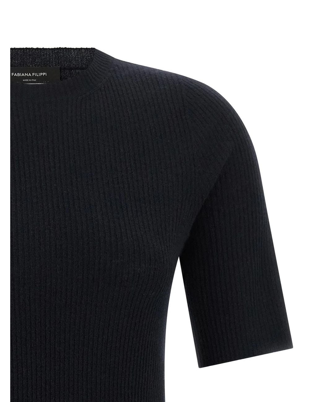 Fabiana Filippi Black Ribbed Knit T-Shirt