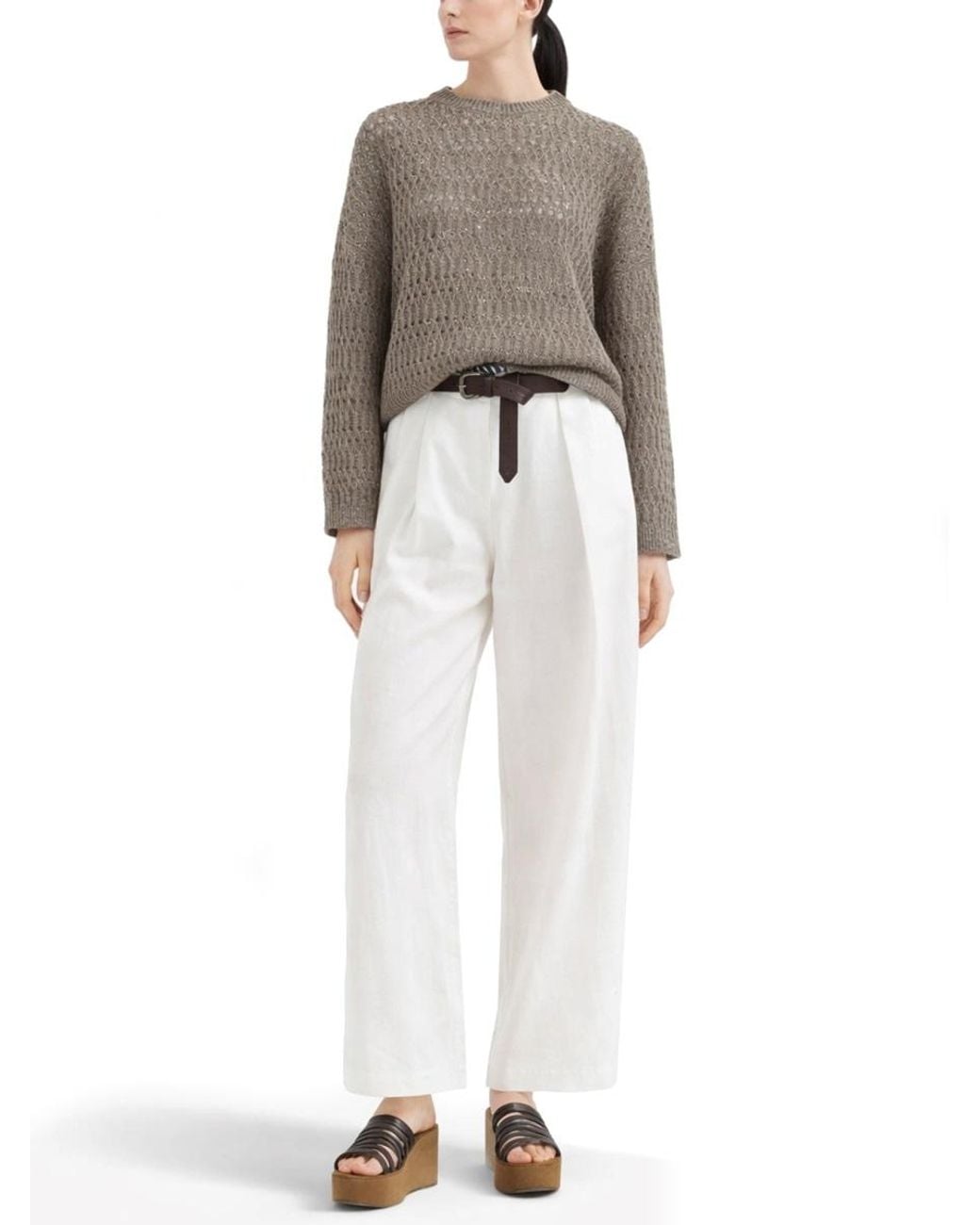 Brunello Cucinelli Gray Linen Knitwear