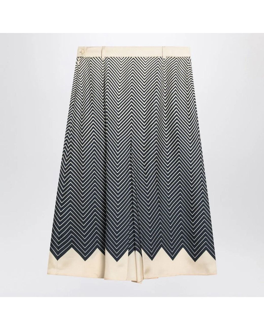 Valentino Gray Ivory Silk Skirt