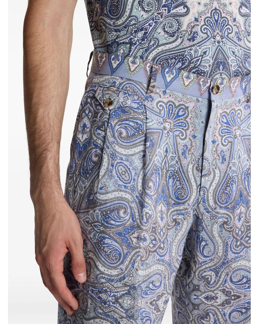 Etro Blue Linen Cotton Shorts