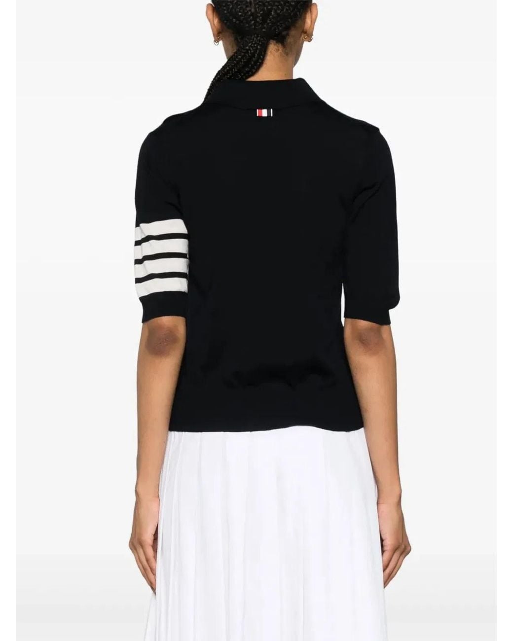 Thom Browne Black 4Bar Wool Polo Shirt