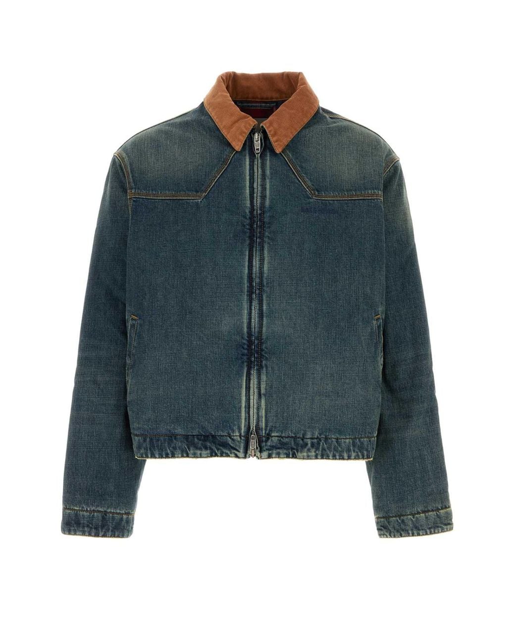 Balenciaga Blue Workwear Jacket With Distressed Vintage Finish for men