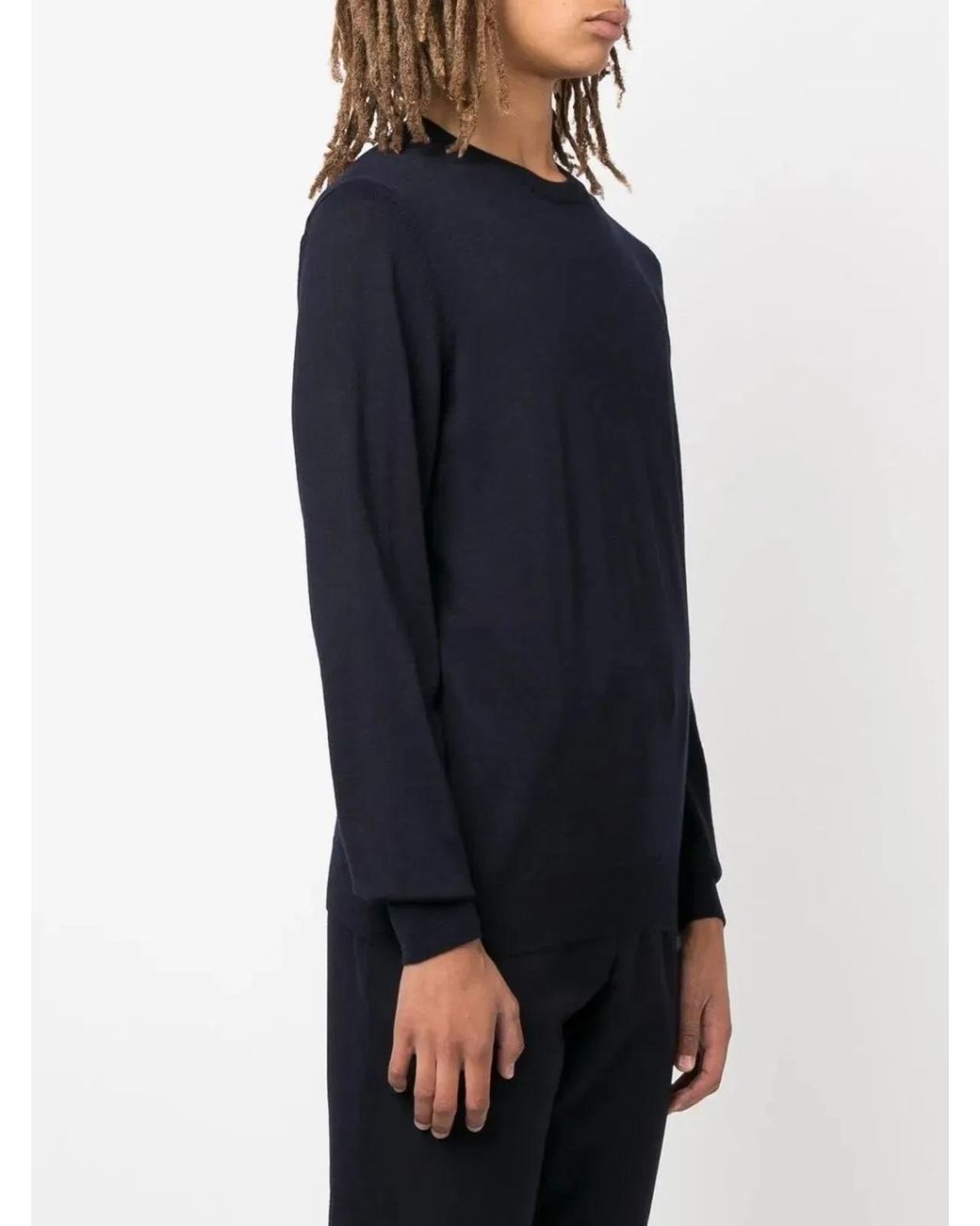 Boss Blue Regular Fit Virgin Wool Jumper With Embroidered Logo for men