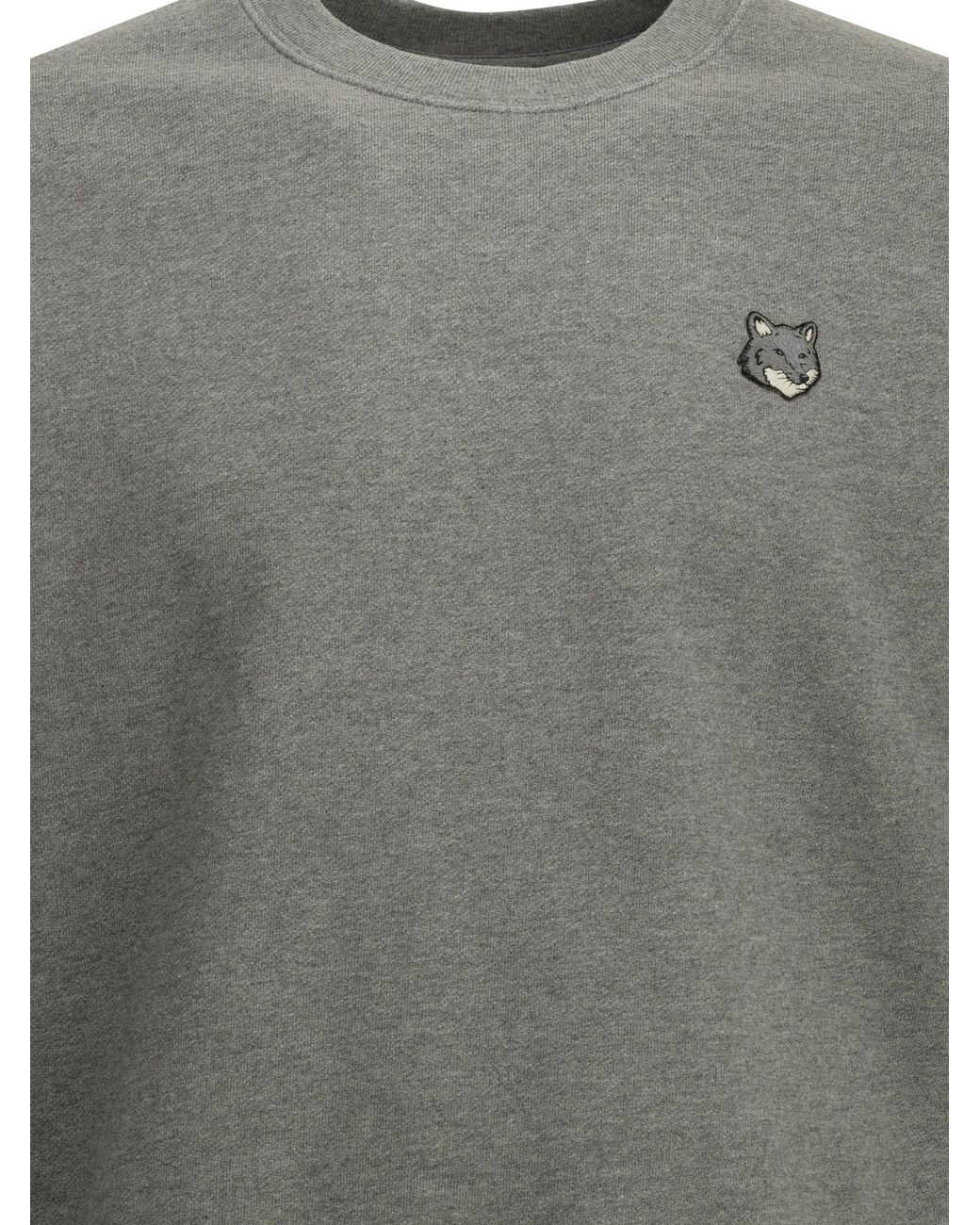 Maison Kitsuné Gray Maison Kitsuné "Fox Head" Crew Neck Sweatshirt for men