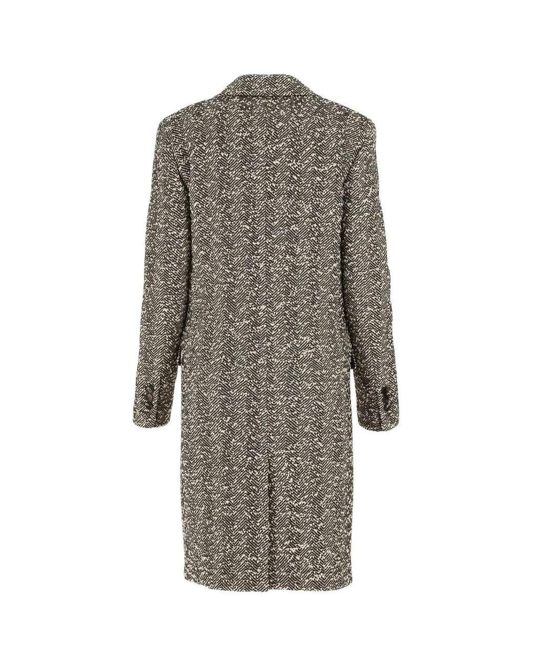 Bottega Veneta Gray Single-breasted Boucle' Fabric Coat