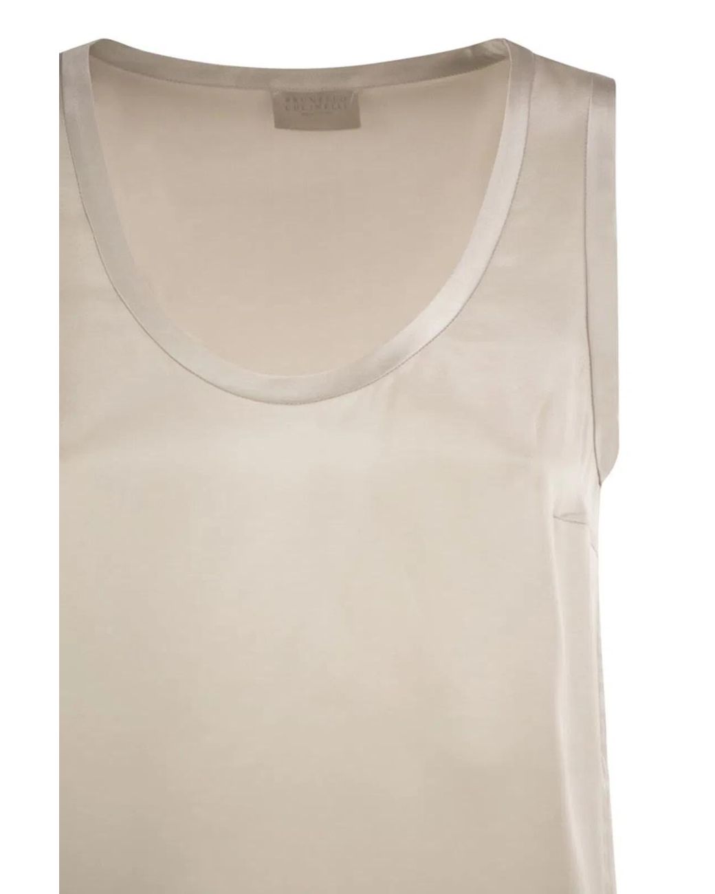 Brunello Cucinelli Natural Stretch Silk Satin Top