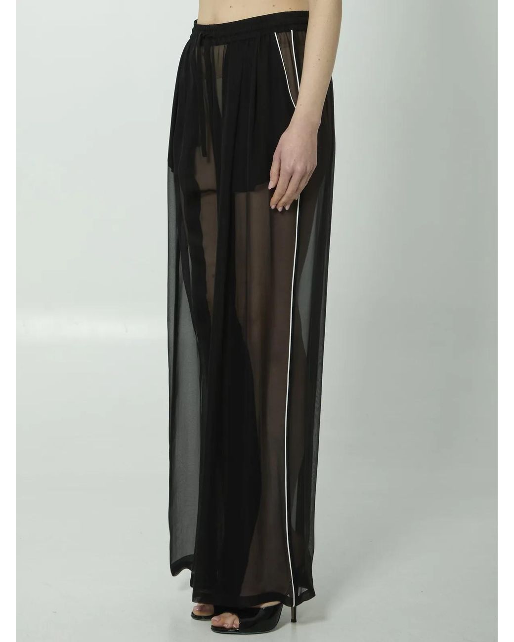 Dolce & Gabbana Black Silk Chiffon Pants