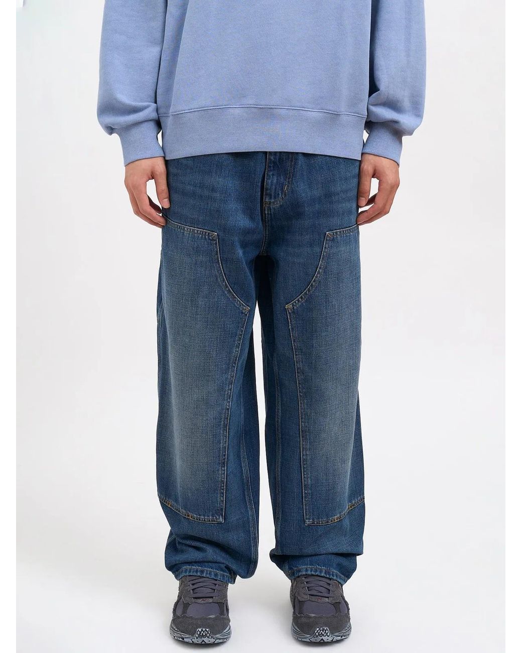 Carhartt Blue Double Knee Denim Pants 'Camano' for men