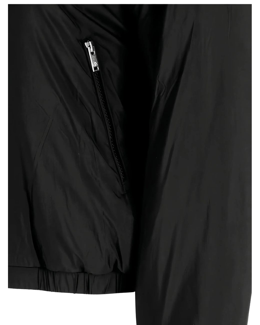 Moose Knuckles Black Cropped Faux Fur Jacket With Plush Hood And Zippered Pockets