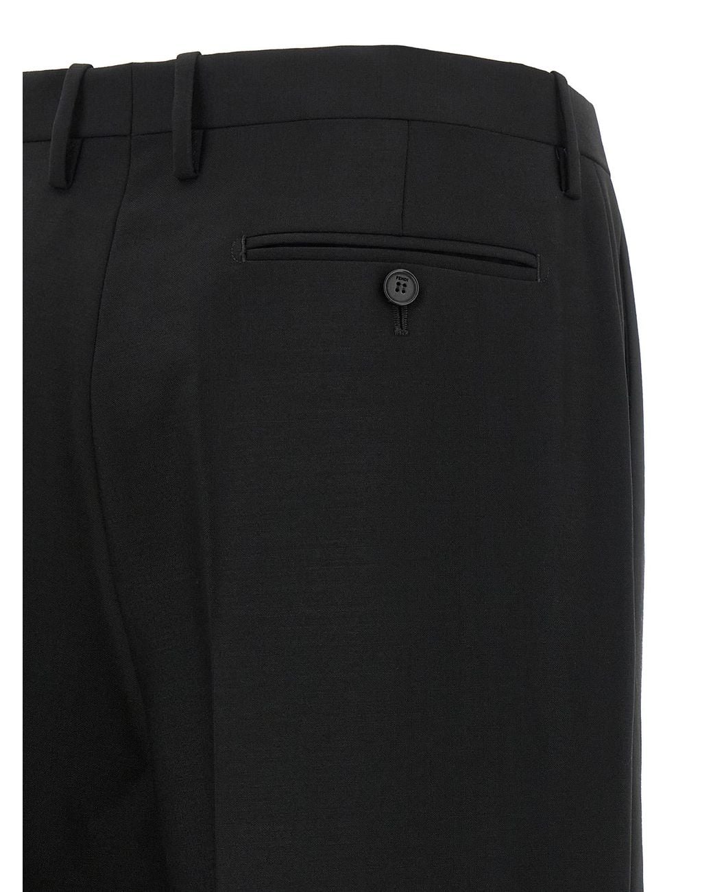 Fendi Black Wool And Mohair Pants