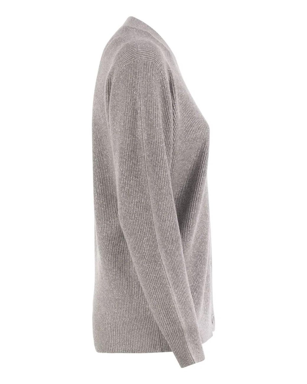 Fabiana Filippi Gray English Ribbed Cardigan