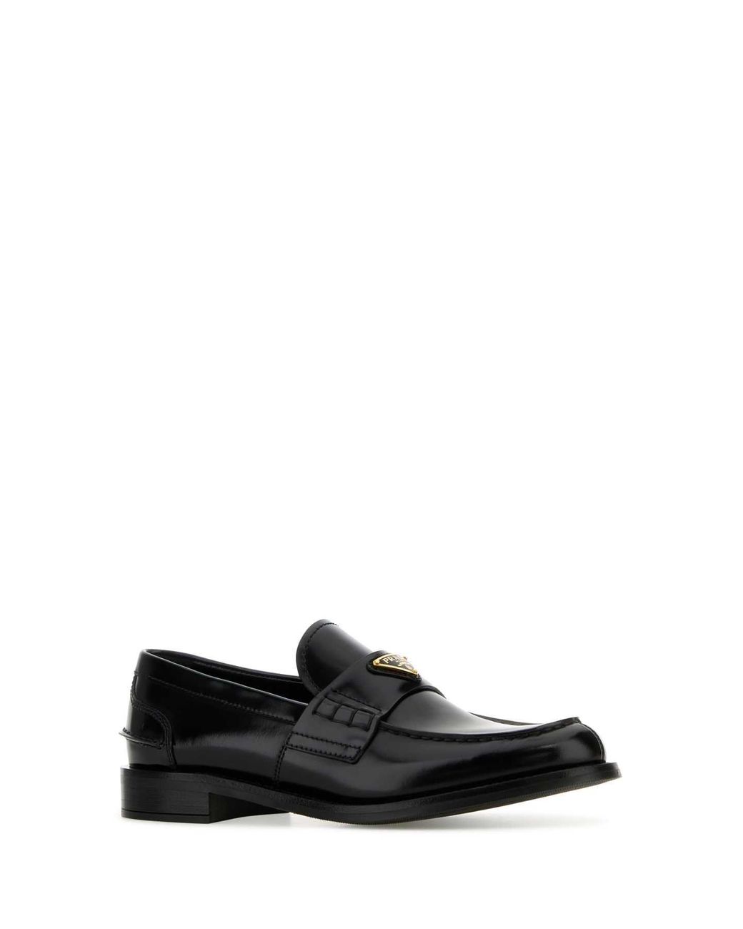 Prada Black Logo Brushed Leather Loafer