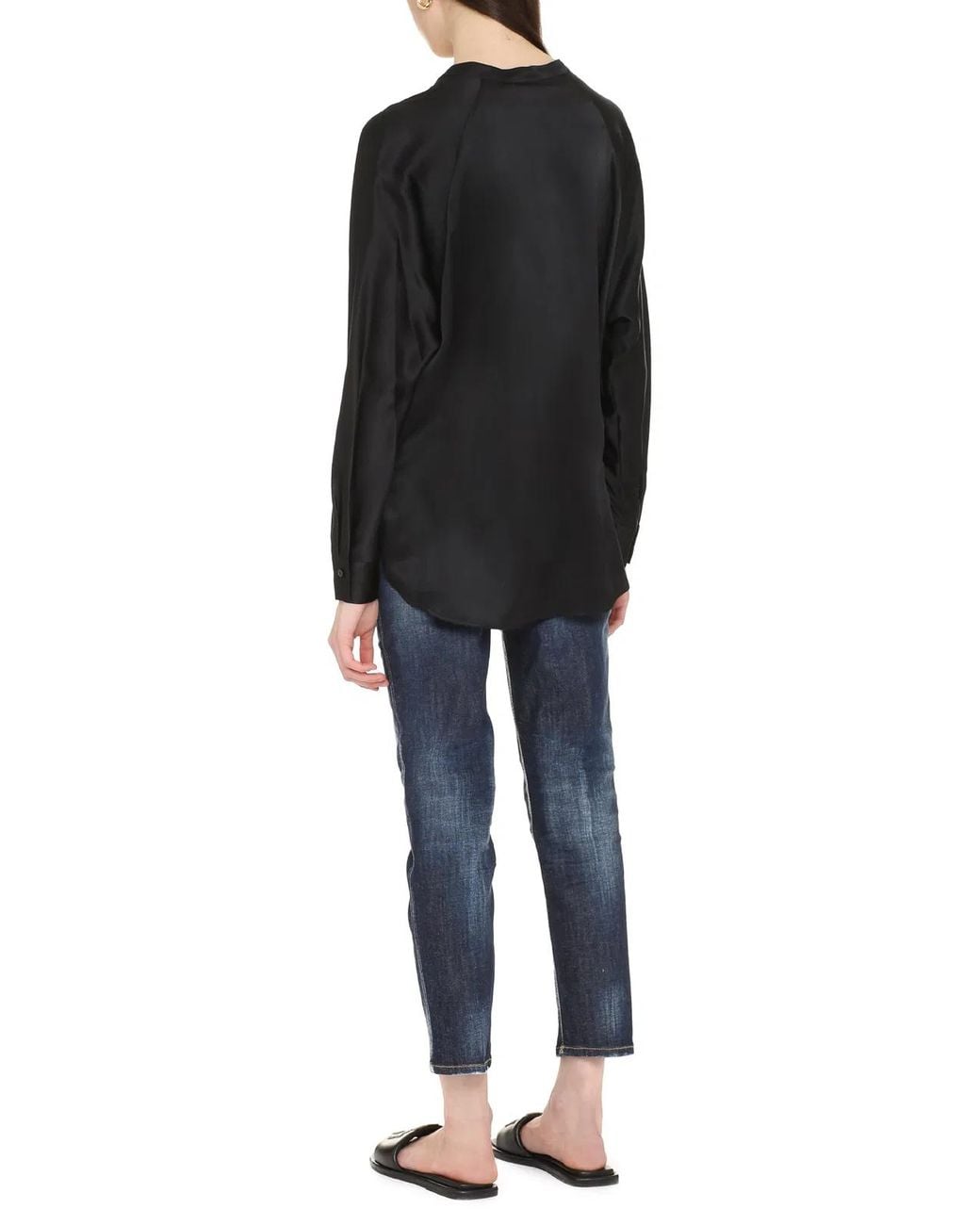 Vince Black Silk Blouse With Buttoned Cuffs Blouses