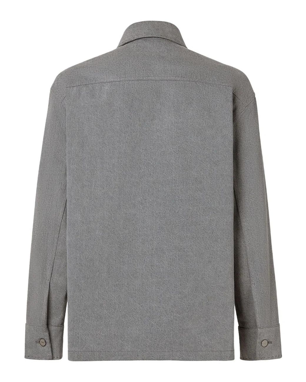 Fendi Gray Denim Shirt With Embroidery for men