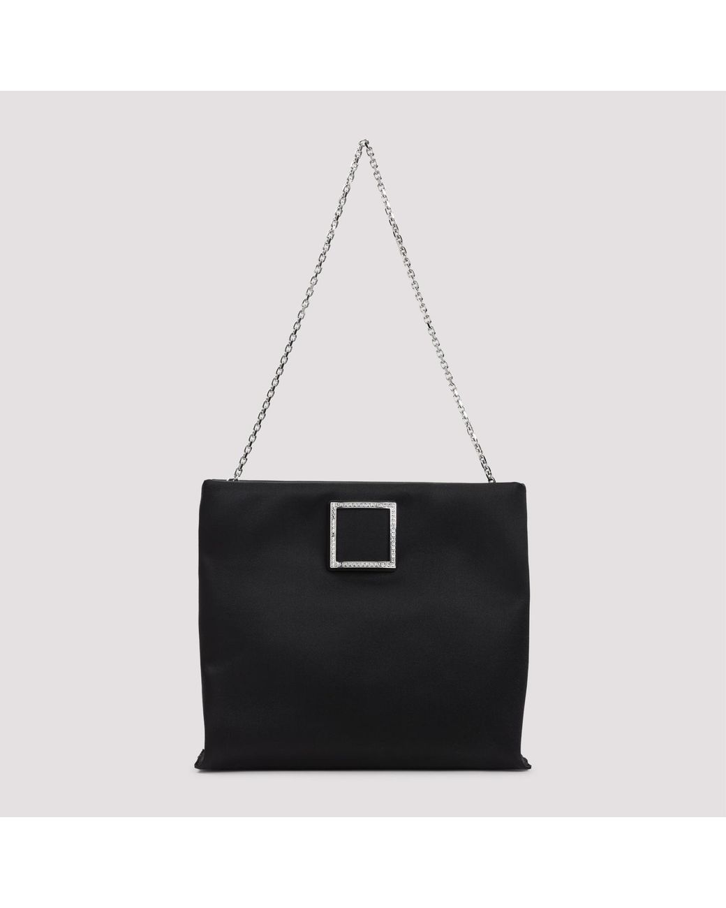 Roger Vivier Black Trompette Strass Soft Satin Clutch