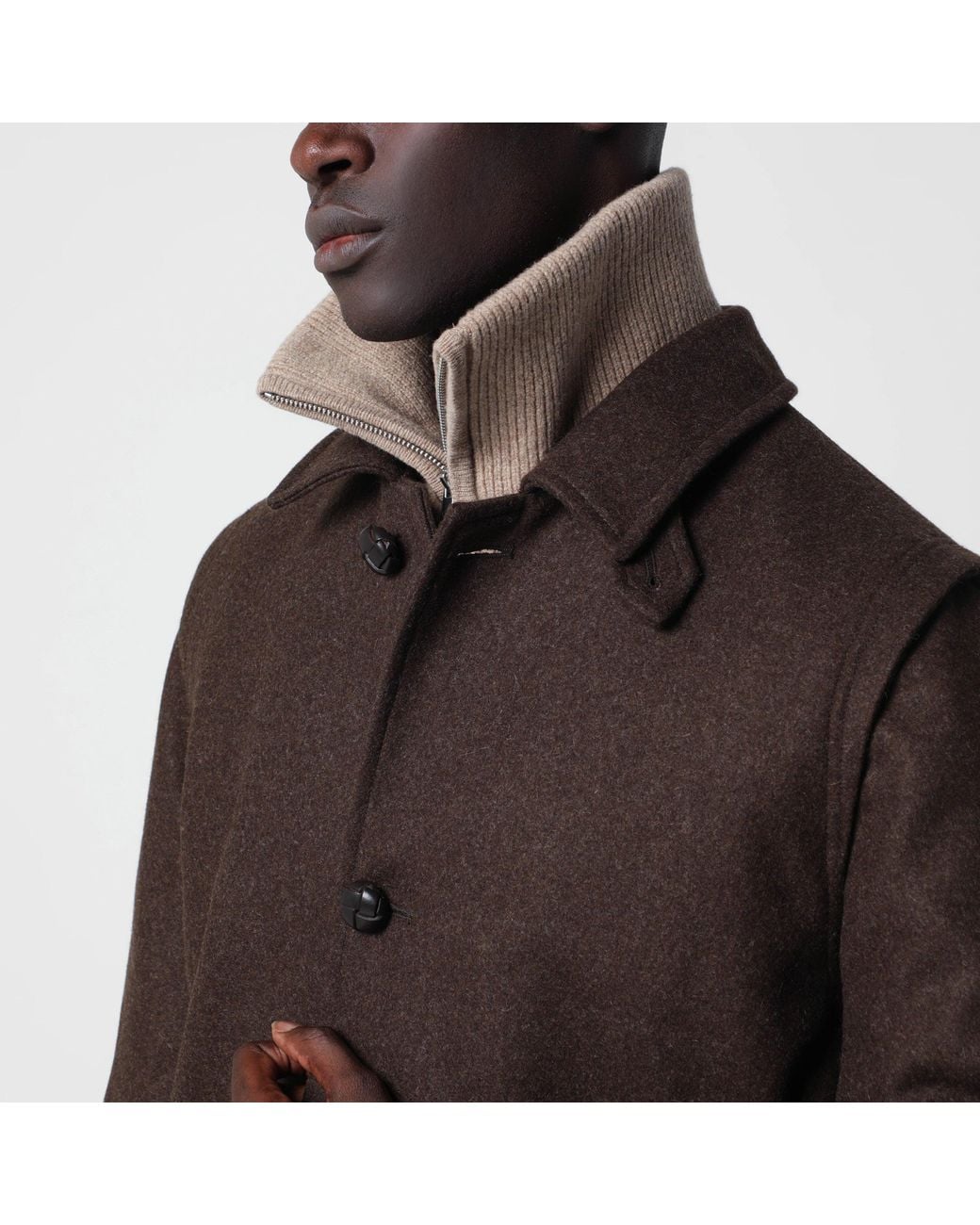 Schneiders Brown Alexander Chocolate Wool Long Coat for men