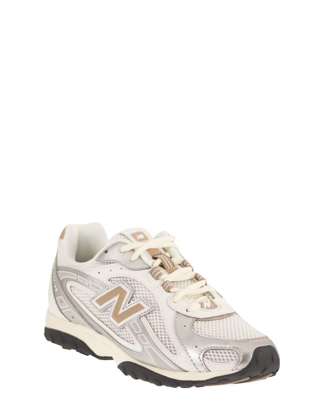 New Balance Metallic Mesh And Suede Lifestyle Sneakers With Leather Details