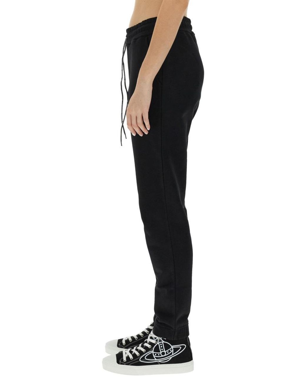 Vivienne Westwood Black Jogging Pants With Spray Print Orb