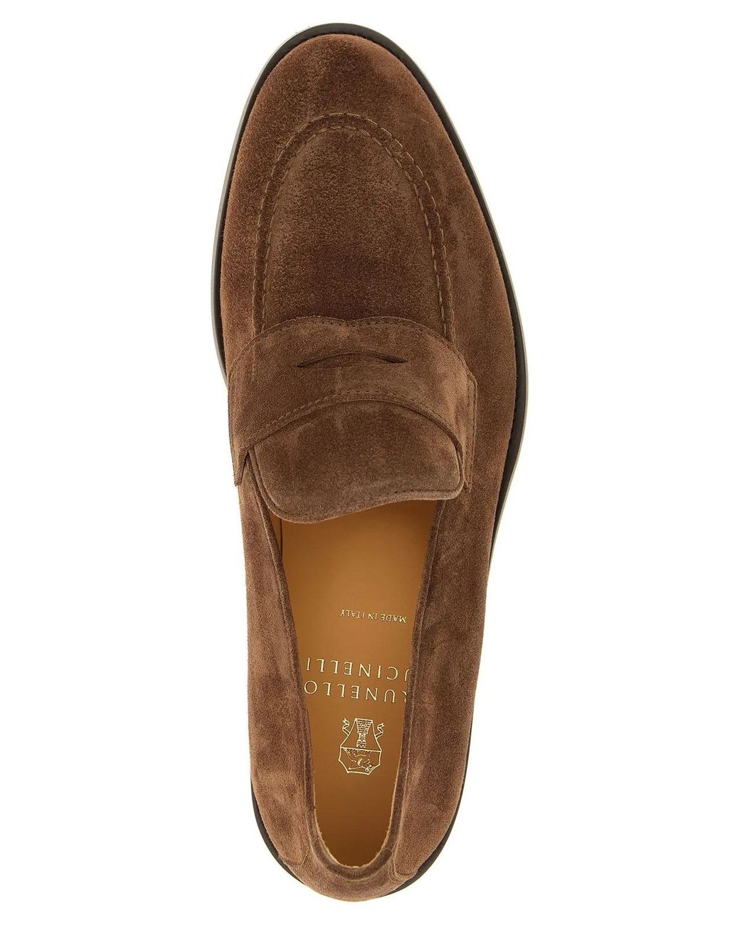 Brunello Cucinelli Brown Calfskin Slip-On Loafers for men