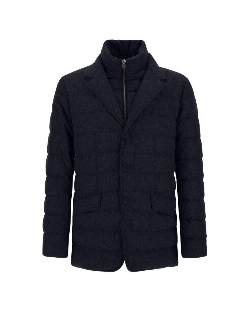 Herno Blue Bib-Insert Buttoned Coat for men