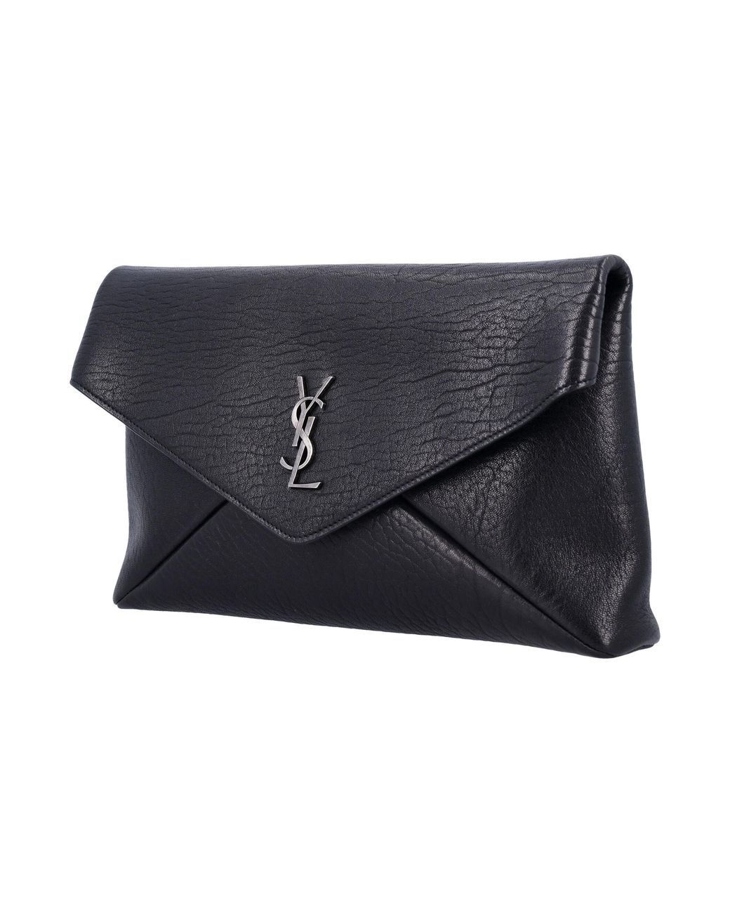 Saint Laurent Black Lambskin Cassandre Large Pouch for men