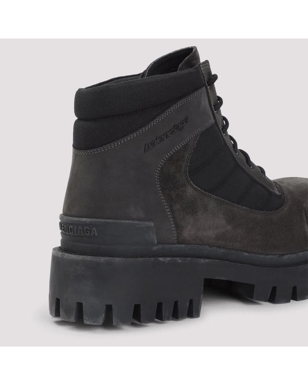 Balenciaga Black Combat Strike Low Laceup Suede Boots for men
