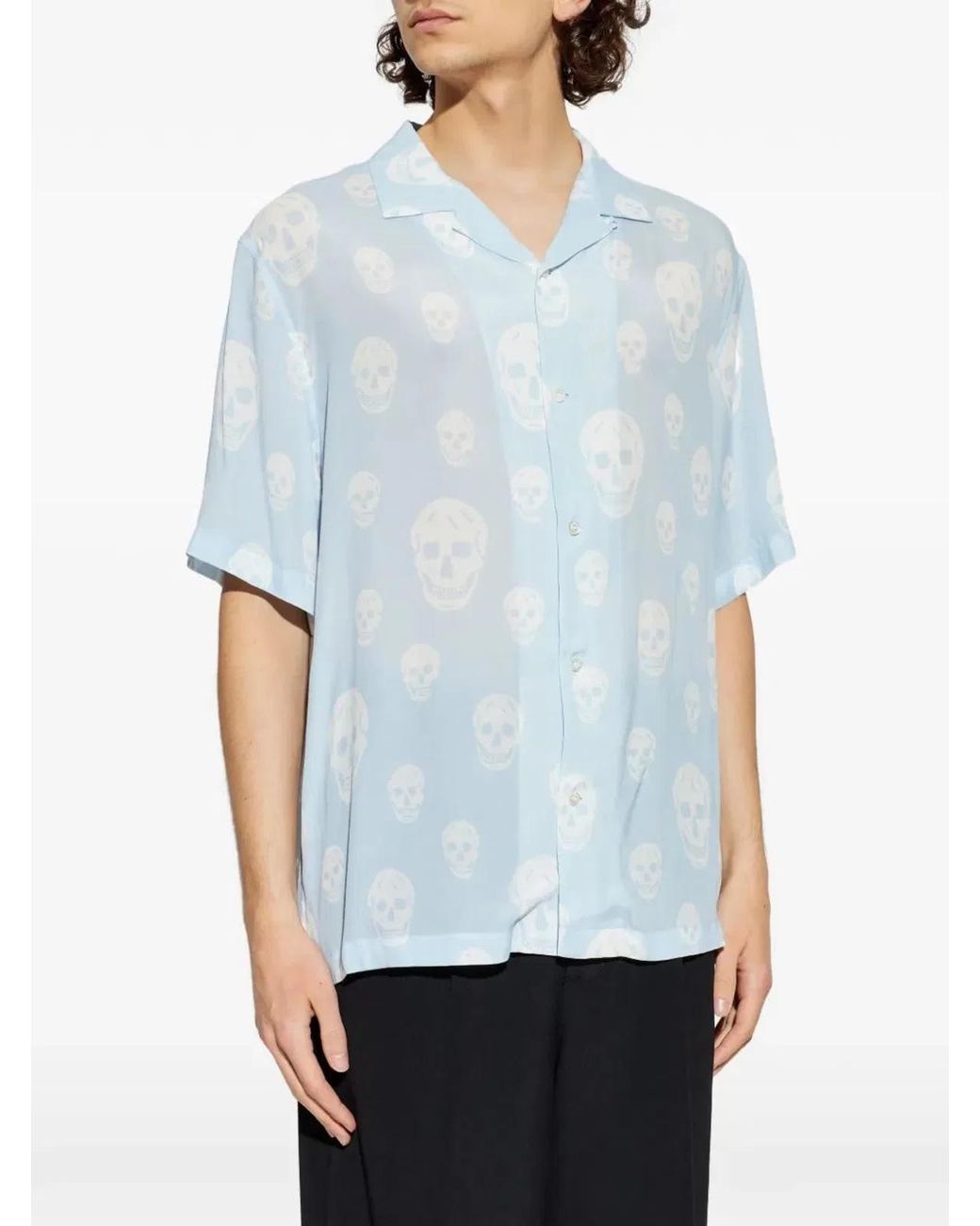 McQueen Blue Printed Hawaiian for men