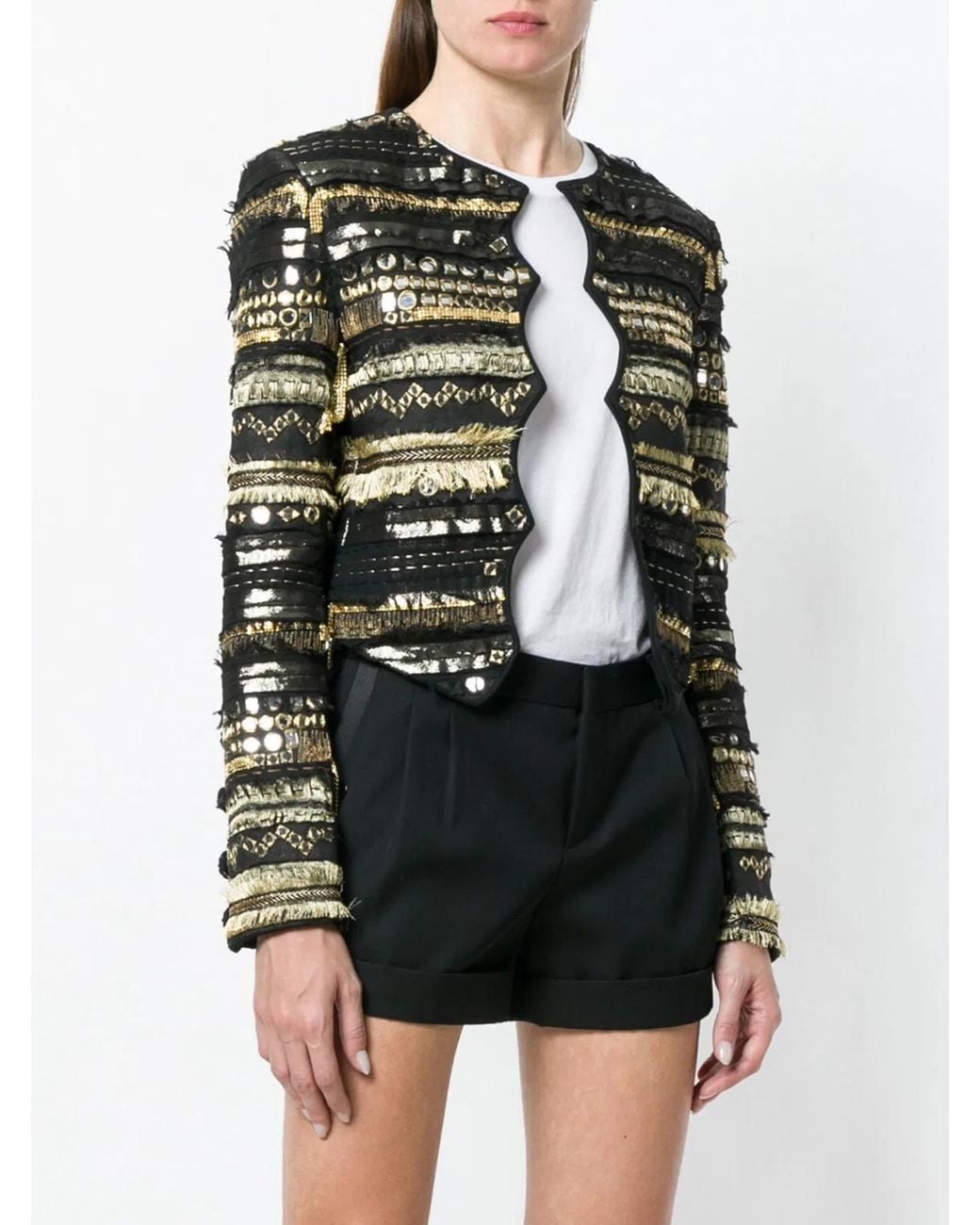 Saint Laurent Black Embroidered Fitted Jacket