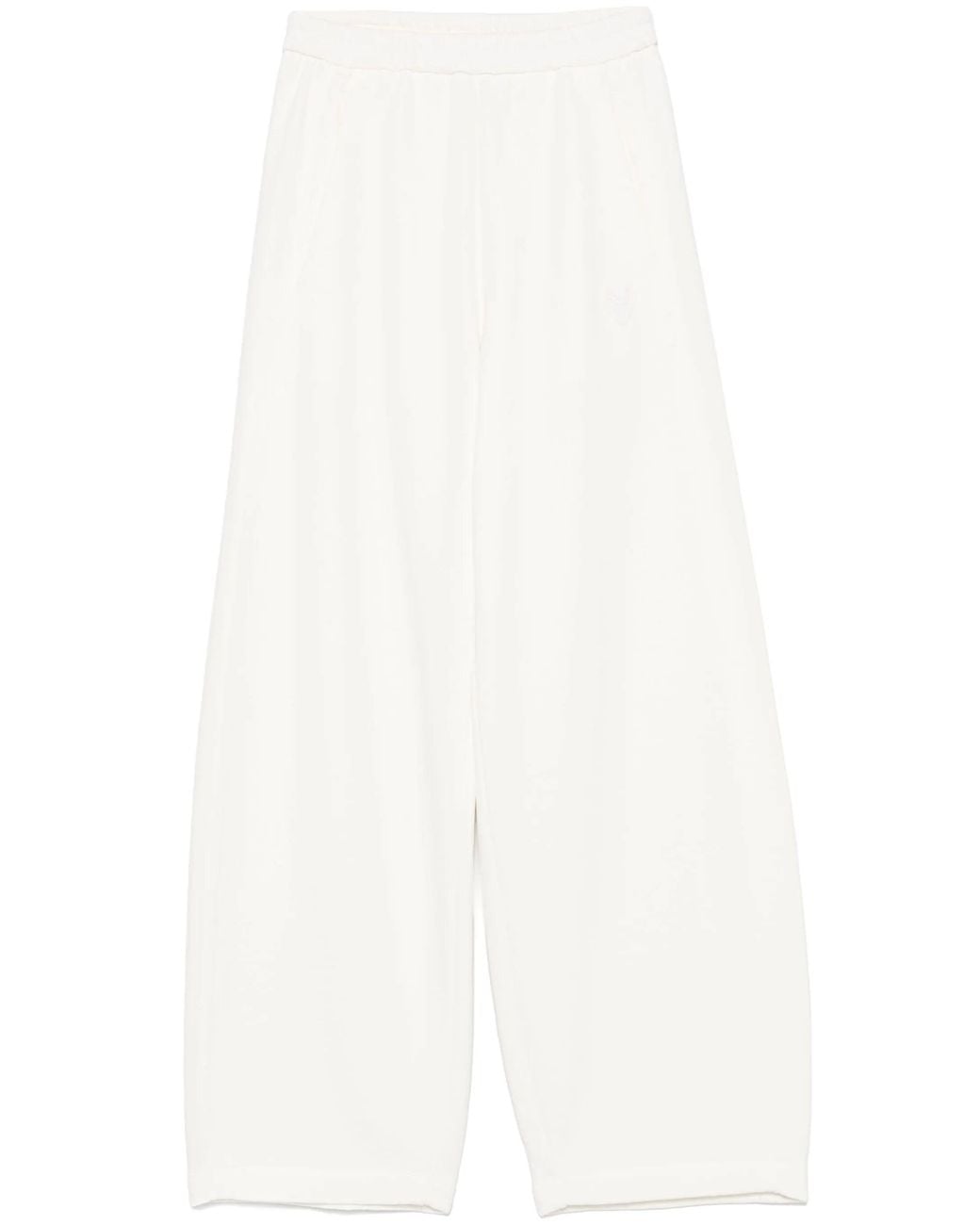 Forte_forte White Diagonal Cotton Twisted Pants