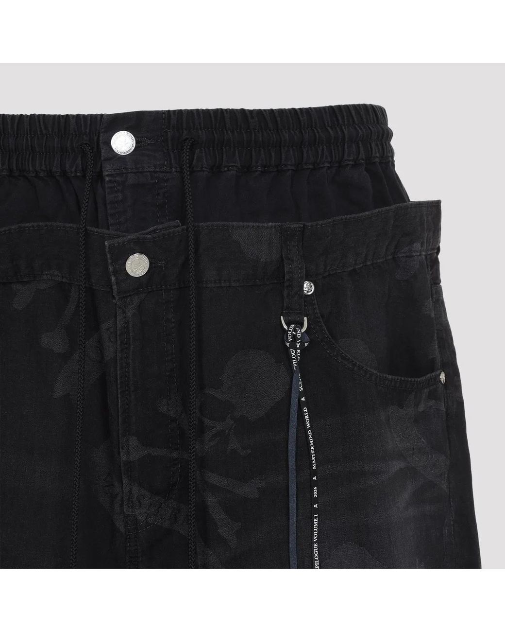Mastermind Japan Black Aloha Wide Fit Easy Denim Pants for men