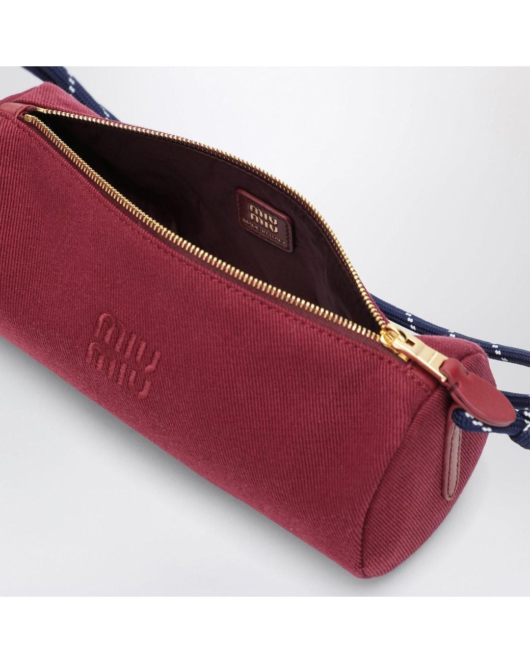 Miu Miu Red Gabardine Cylindrical Shoulder Bag