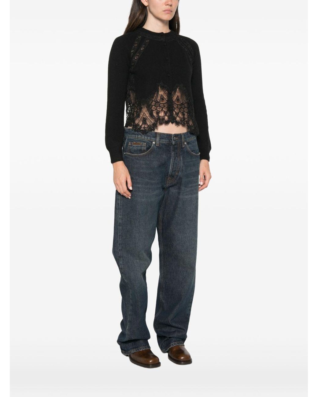 Ermanno Scervino Black Cashmere Lace Cardigan