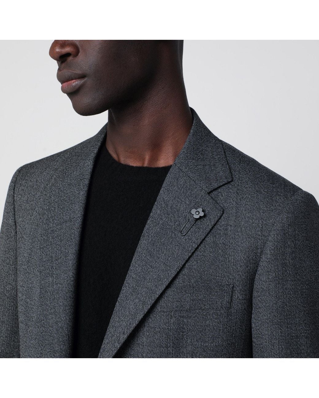Lardini Black Mélange Single-Breasted Jacket for men