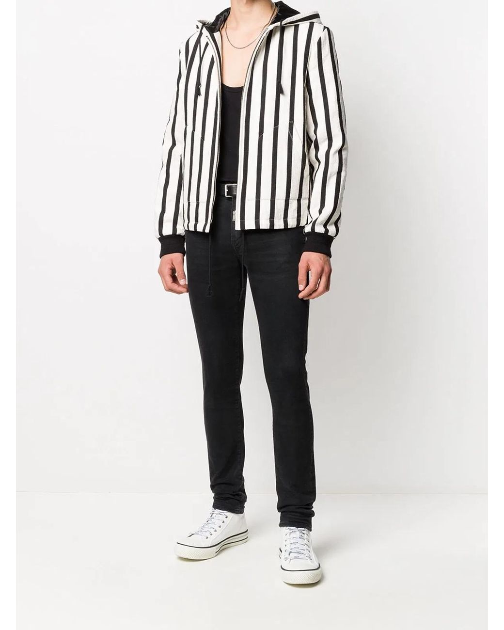 Saint Laurent Black Vertical Stripe Zipped Jacket for men