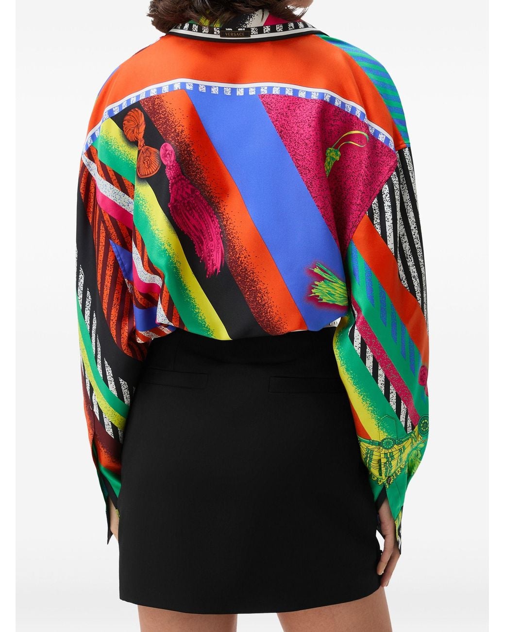 Versace White Printed Silk Twill Shirt