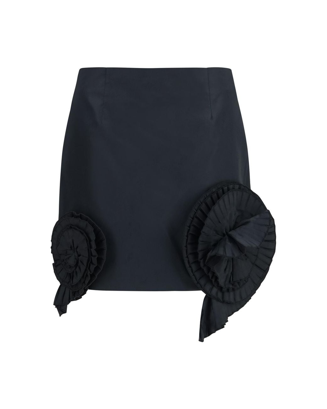 Blumarine Blue Crepe Mini Skirt With Floral Appliqué