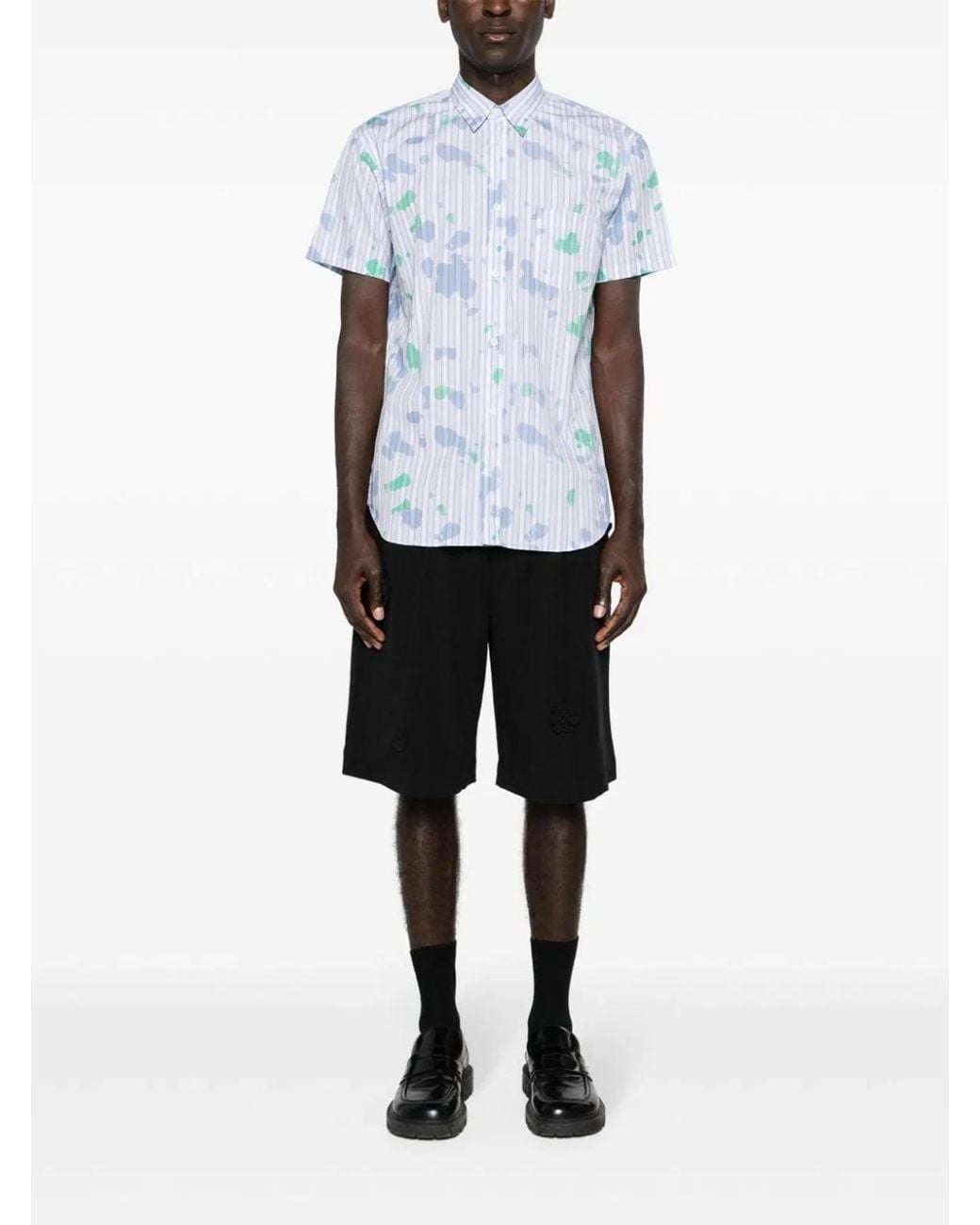 Comme des Garçons Blue Printed Cotton Shirt for men