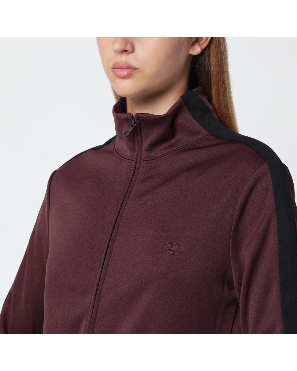Courreges Red Dark/ Two-Tone Zip-Up Sweatshirt
