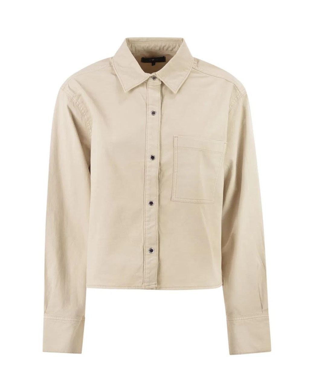 7 For All Mankind Natural Stretch Cotton Shirt With Chest Pocket