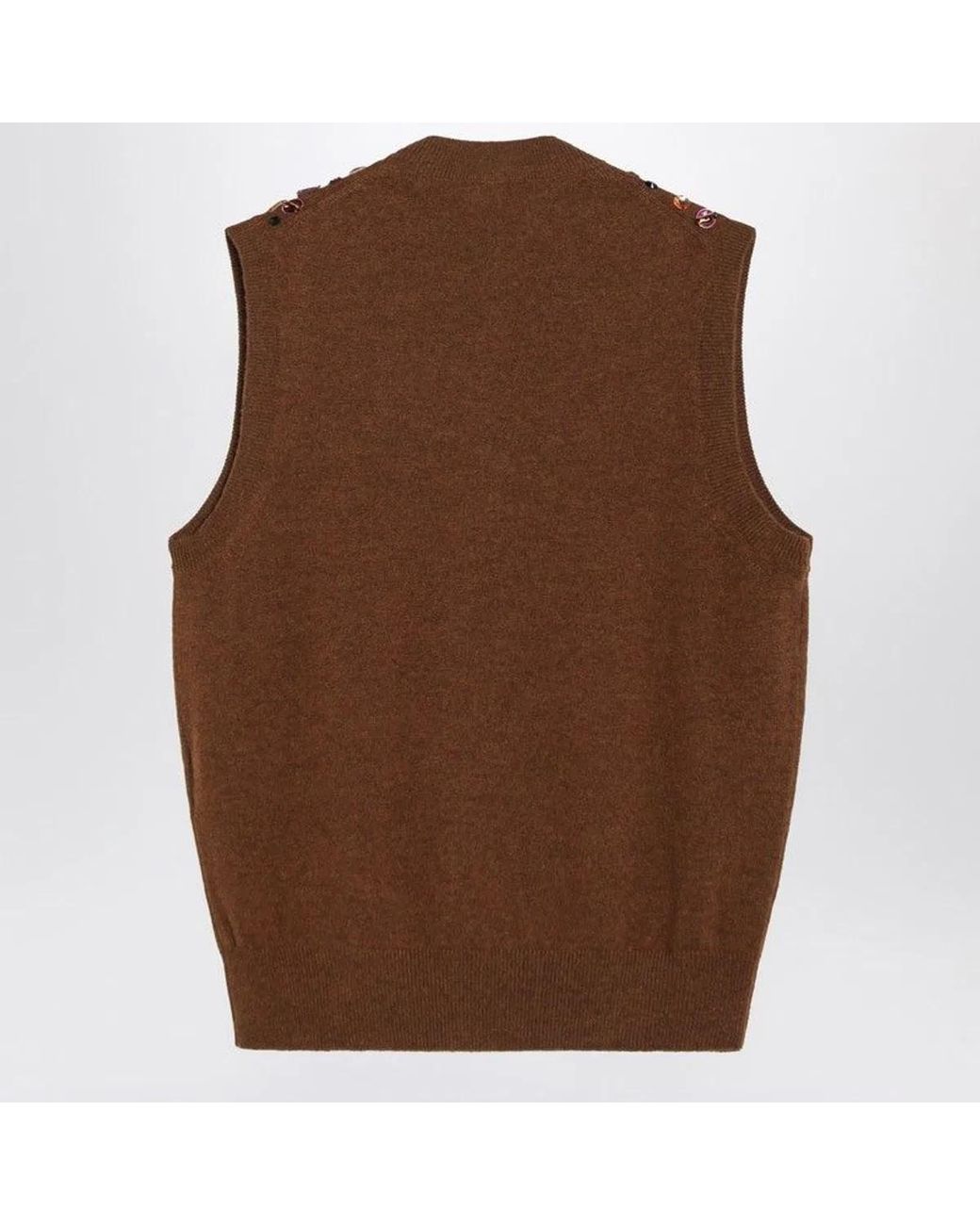 Fendi Brown Rust Wool And Cashmere Gilet