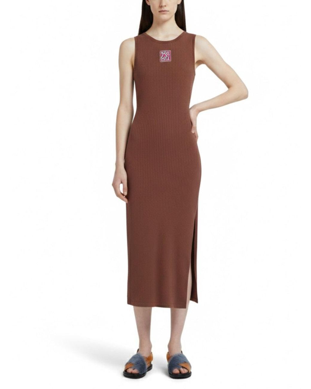 Marni Brown Frame" Logo Midi Dress