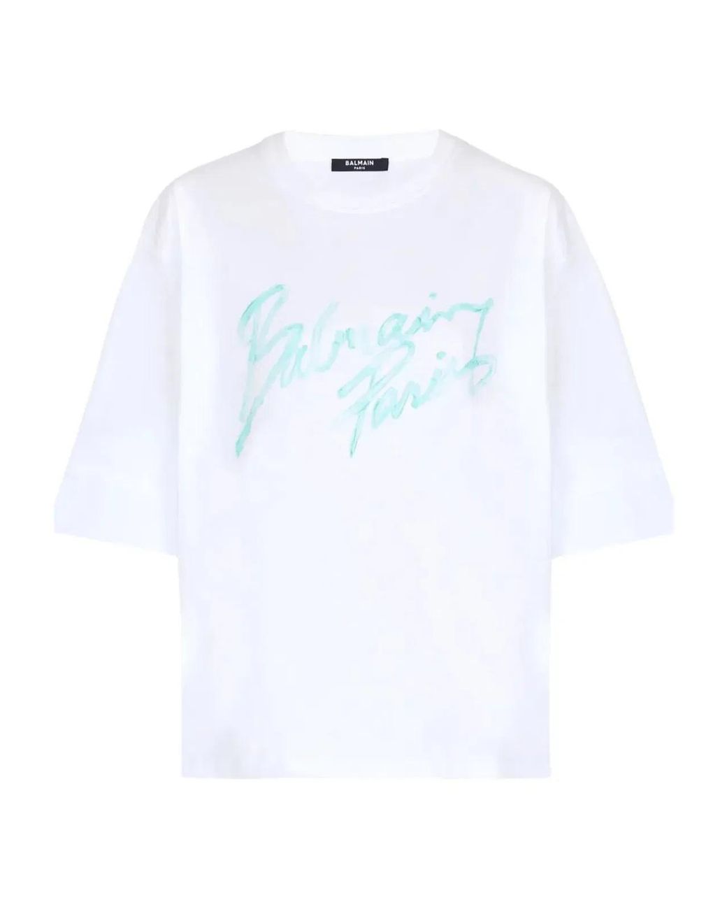 Balmain White Oversized Tshirt With Logo Print