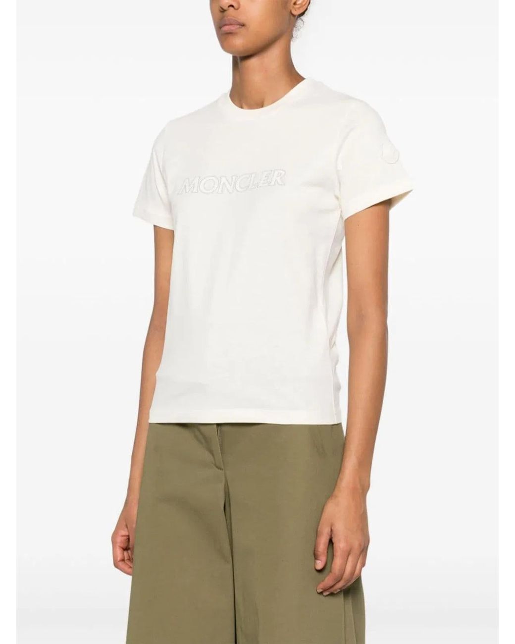 Moncler White Logo Cotton T-Shirt