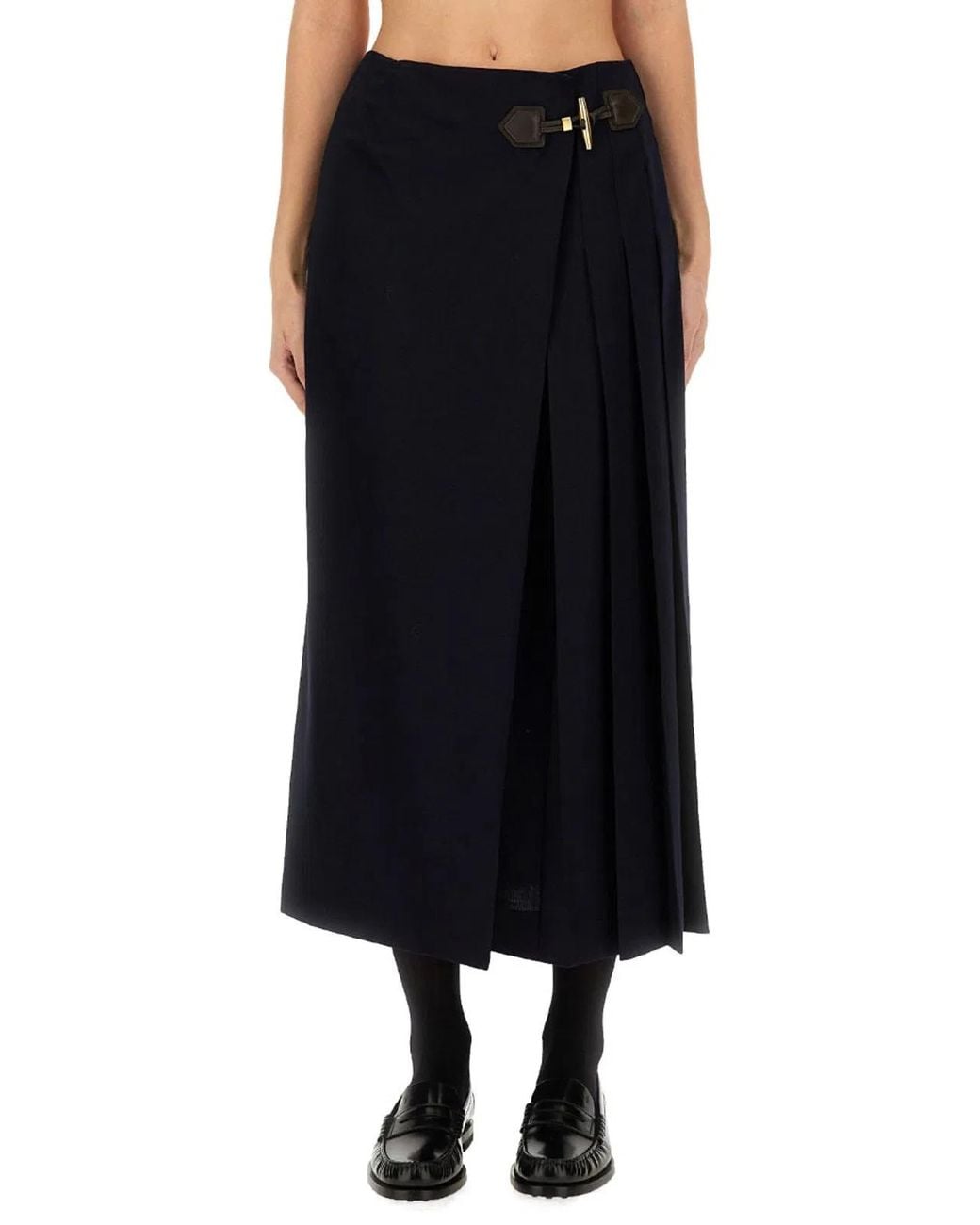 Moschino Couture Black Midi Skirt With Toggle