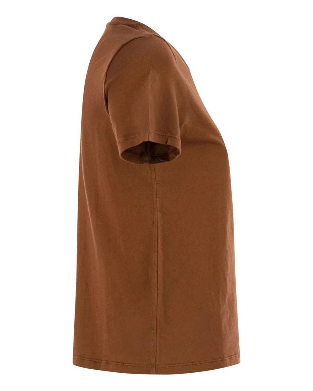 Majestic Brown Crew-Neck Short-Sleeved Cotton T-Shirt