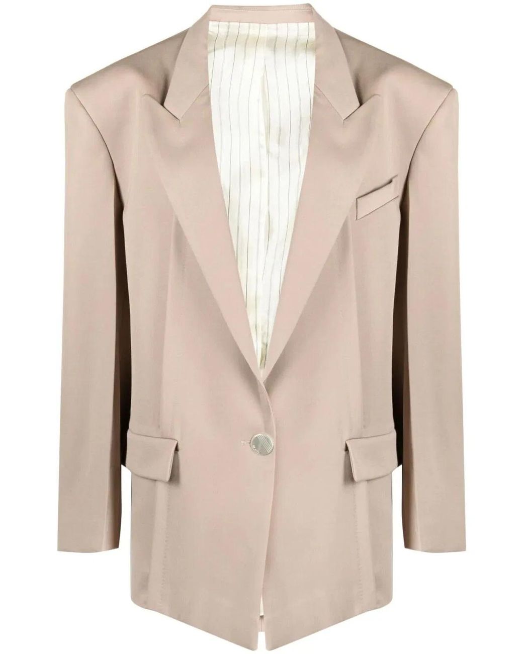 The Attico Natural Glen Oversized Single-breasted Blazer