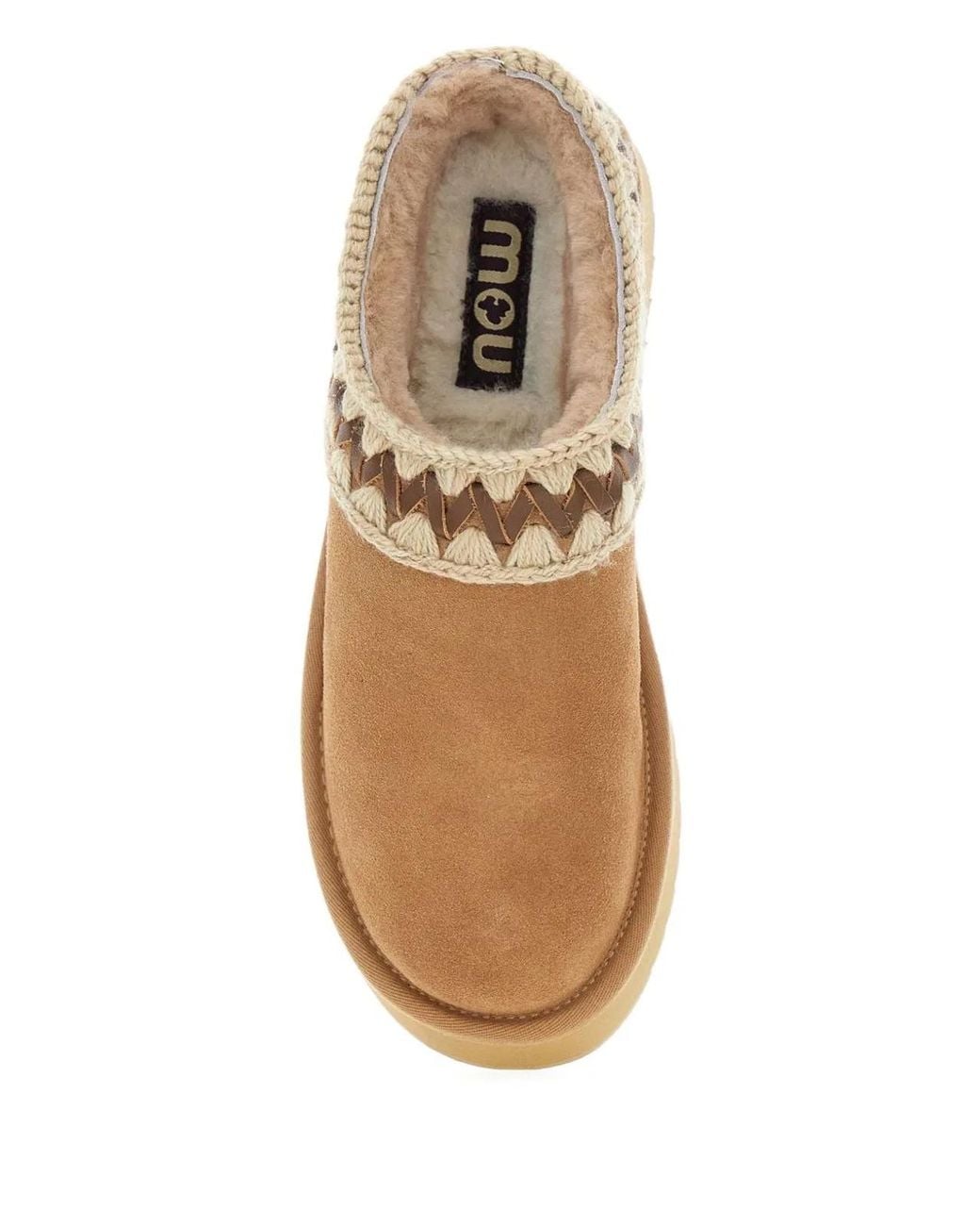 Mou Brown Platform Clog Suede Slippers