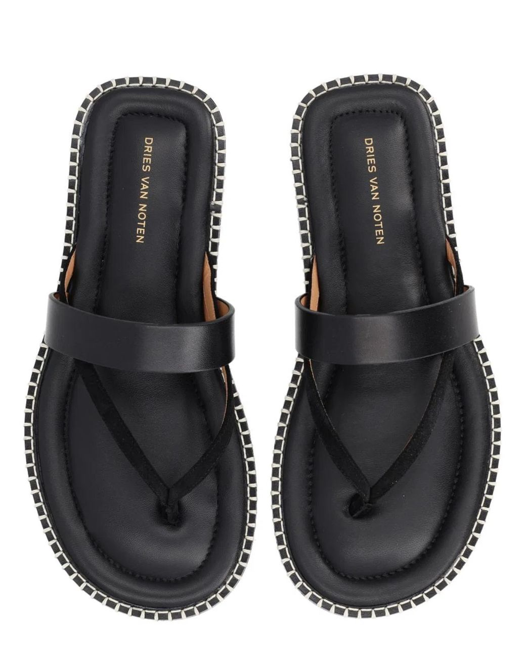 Dries Van Noten Black Leather Sandals for men